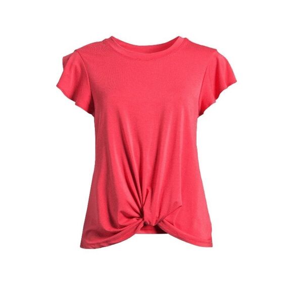 Women's Ultra Soft Relaxed Fit Twist Front Flutter Sleeve Top T-Shirt Size 3XL - Picture 6 of 9